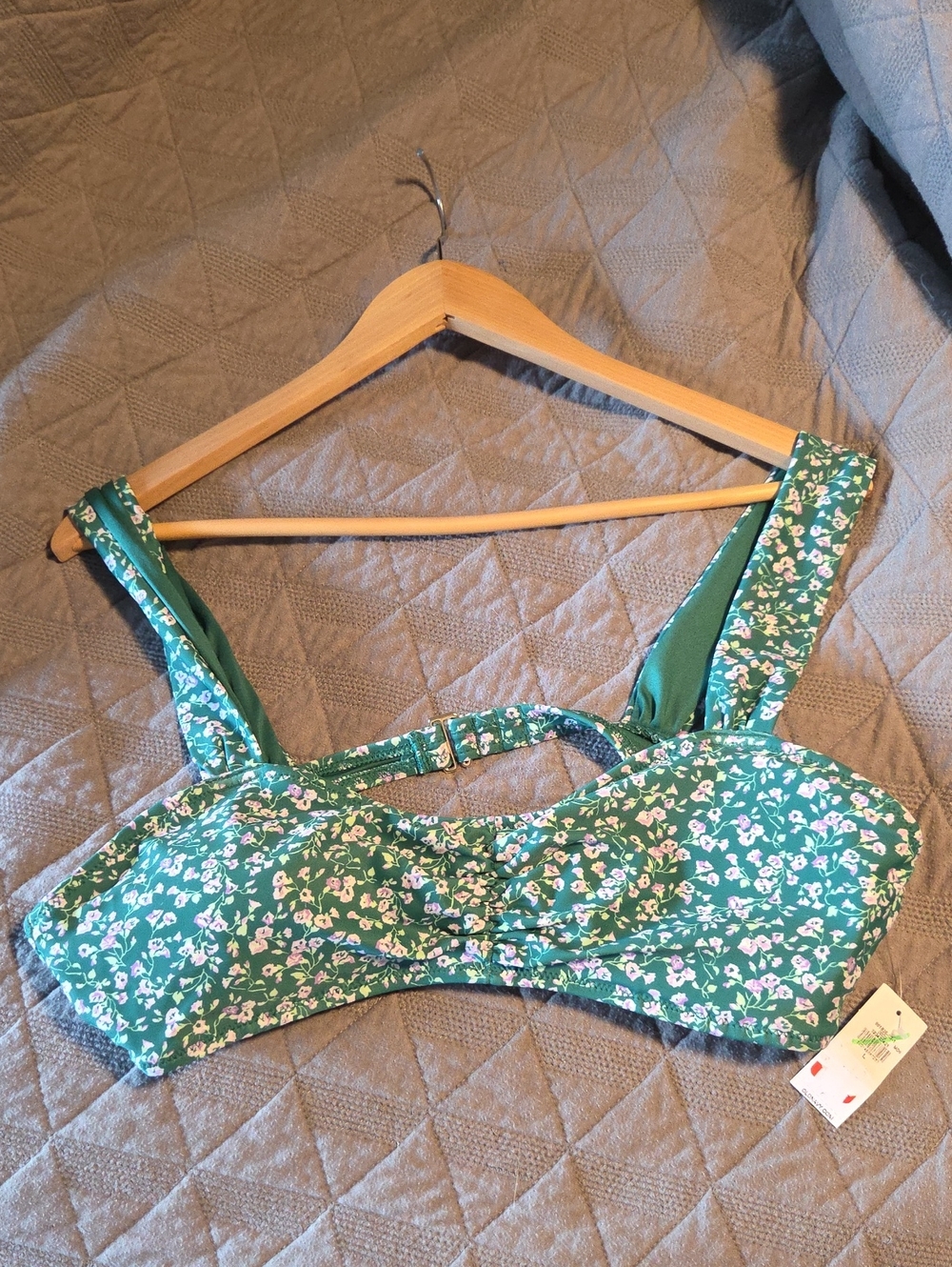 Old Navy Green Floral Bikini Top